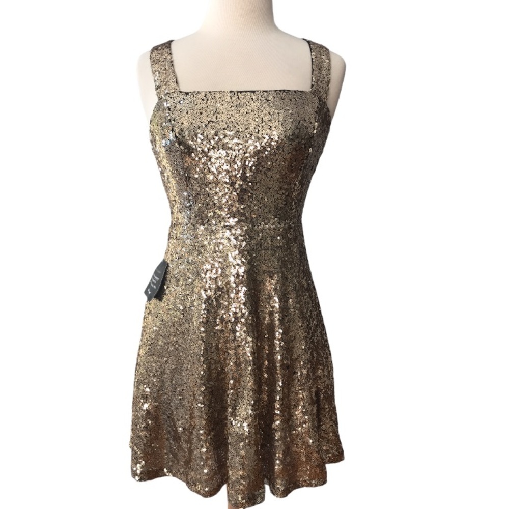 NWT Gold Sequins Dress by Charlotte Russe Size XS